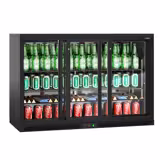 Commercial Back Bar Cooler - 1350mm - 320L - with 3 glass sliding doors - Black