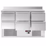 Koelwerkbank ECO - 1365x700mm - met 6 lades - met opstand - 368 liter