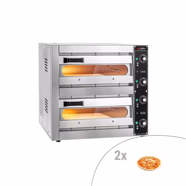 Mini pizza-oven - 2 kamers - 2x1 pizza’s Ø33,5cm - tot 310°C - Handmatig - 530x430x520mm