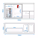 Barkoelkast PREMIUM - 1950x700mm - 1 glazen deur & 3 laden
