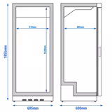 Lagerkühlschrank Edelstahl PREMIUM - 400 Liter - mit 1 Glastür & Statischer Kühlung mit Umlüfter
