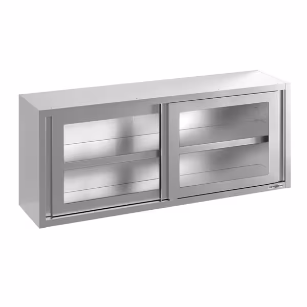 کابینت دیواری استیل - 1800*400 میلیمتر - درب کشویی شیشه ای - 650 میلیمتر ارتفاع
