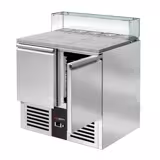Saladette réfrigérée PREMIUM - 900mm - 240L - 2 portes - avec vitrine de comptoir pour 5x GN 1/6