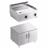 Plancha électrique - plaque chromée dure - 2 zones - 8,0 kW - Lisse - Surface de cuisson : 795x535mm - incl. soubassement avec 2 portes