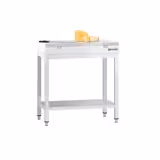 Commercial Stainless Steel Centre Table PREMIUM - 600x700mm - with Undershelf - with Cross Bracing - with White Chopping Board