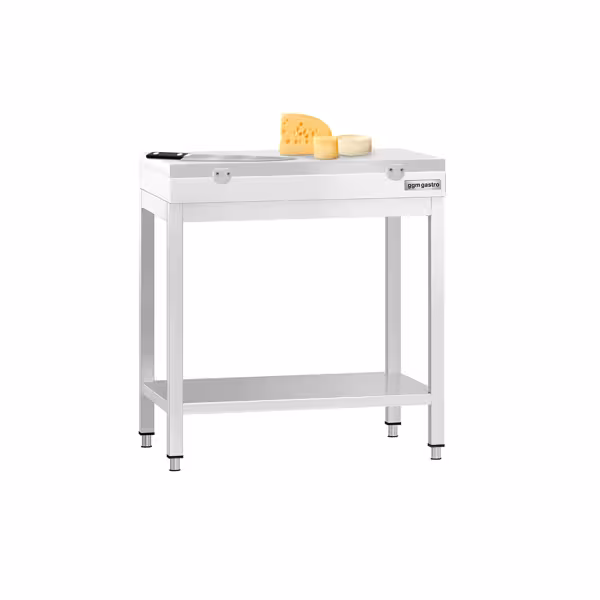 RVS werktafel PREMIUM - 600x600mm - met onderschap - incl. snijplank Wit