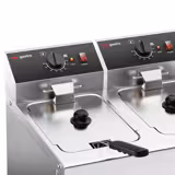 Commercial Countertop Electric Twin Tank Fryer - 8+8 litres - 6.5kW - Manual - with drain tap