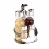 PRO - طقم مائدة - حامل من الفولاذ المقاوم للصدأ - تتضمن 4 حاويات زجاجية (قطع x6)