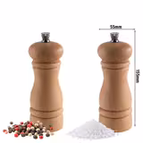 (12 pcs) (2 pcs) Salt & Pepper Mills PREMIUM - ETERNAL - Beech Wood - Height: 155mm - Light Brown