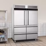 Upright Freezer PREMIUM - GN 2/1 - 1400L - with 2 half doors & 4 drawers