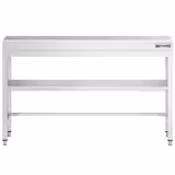 Mesa de trabalho em aço inoxidável PREMIUM - 1400x800mm - com prateleira inferior & com travessas de reforço