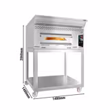 Commercial Gas Pizza Oven – 1-deck - 9x Ø34 cm - manual - hood + stand + castors