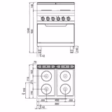 موقد كهربائي LORENZO 700 - 800x714mm - 10,4 kW - 4 مناطق طهي - يشمل فرن كهربائي ساكن - 7,5 kW