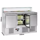 Saladette réfrigérée ECO - 1368mm - 368L - 3 portes - avec vitrine de comptoir pour 8x GN 1/6