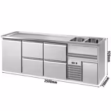 Bira Tezgahı Premium PLUS - 2500 x 700 mm - 6 Çekmeceli 