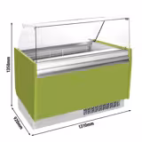 Vetrina Gelato LIAM - 1310mm - Refrigerazione statica - per 10+10x Vasca da gelato da 5 Litri - Hellgrün