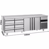 Koelwerkbank PREMIUM - 2330x700mm - met 2 deuren - met 6 lades