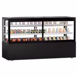 Commercial cake display fridge MADRID - 710L - 2000mm - Double glazing - with 2 glass shelves - rear sliding doors - Black matt