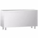 Table armoire en acier inoxydable PREMIUM - 1600x700mm - avec portes coulissantes vitrées et étagère basse