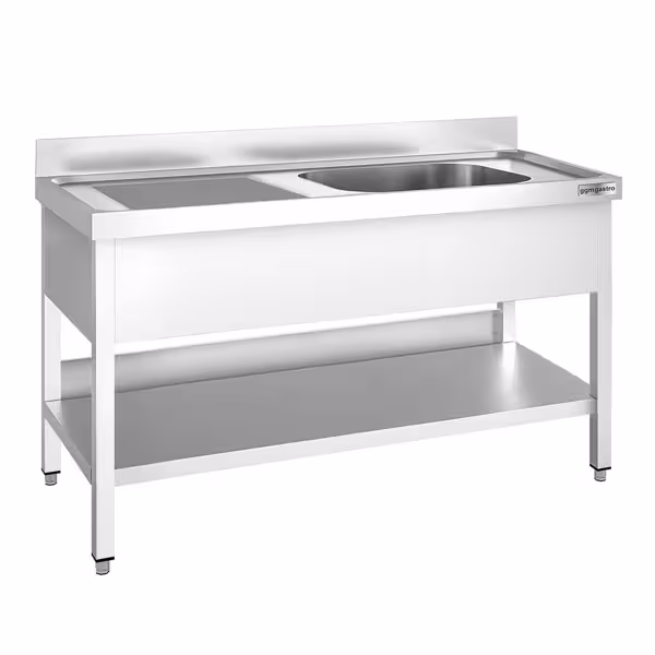 Tiskipöytä PREMIUM - 1600x600 mm - alahyllyllä - 1 allas allas oikealla