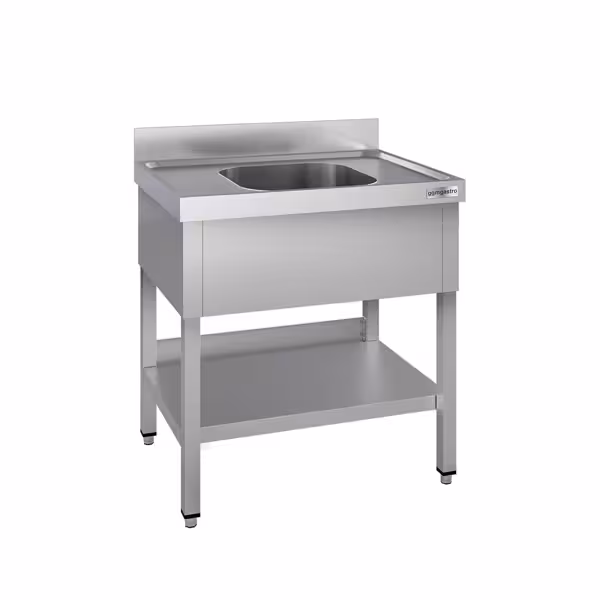 RVS spoeltafel ECO - 800x700mm - met onderblad - met 1 spoelbak midden
