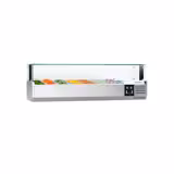 Gekoelde opzetvitrine PREMIUM - met LED-verlichting - 1500x335mm - 7x GN 1/4 - met glasopbouw