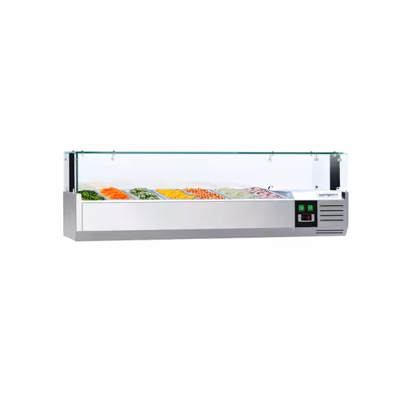واجهة عرض مبردة علوية PREMIUM مع إضاءة LED - 1500x335mm - 7x GN 1/4