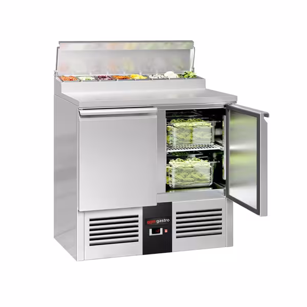 Saladette / mesa de preparação PREMIUM - 0,9 x 0,7 m - com 2 portas