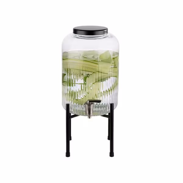 İçecek dispenseri - INDUSTRIAL - 2 parçalı set - musluklu cam kap - 7 litre - stand dahil
