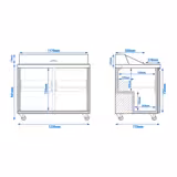 Saladette American Style PREMIUM - 1230mm - 1340lt - 2 porte - con vano ingredienti per 12x GN 1/6, coperchio in acciaio inox - incl. 12x contenitori GN 1/6