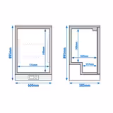Frigider pentru bar – 600 mm – 126 litri – cu o ușă batantă din sticlă – Negru