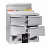 Ψυγείο πάγκος προετοιμασίας Mini PREMIUM - 900x700 mm - 4 συρτάρια - για 5x GN 1/6 λεκανάκια