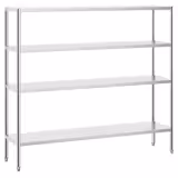 Scaffale in acciaio inox PREMIUM - 2000x1800mm - Profondità: 500mm - con 4 ripiani (REGOLABILI) - Portata: 80kg per ripiano