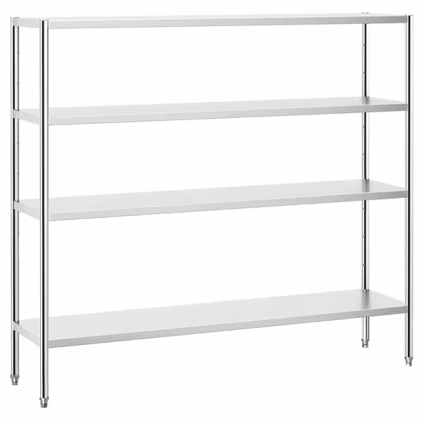 Edelstahlregal PREMIUM - 2000x490mm - mit 4 Ablagen (VERSTELLBAR)
