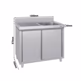 Commercial Sink Cabinet ECO - 1000x700mm - with 1 bowl right-hand