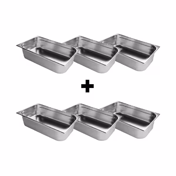 (6 uds) Cubeta GN 1/1 - acero inoxidable - Altura:150mm