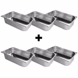 (6 pezzi) Contenitore GN 1/1 in acciaio inox - Altezza: 150 mm