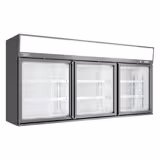 Supermarkt wandvrieskast - 2104mm - 346L - met 3 glazen draaideuren & 6 schappen - incl. diepvrieseiland - Grijs