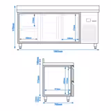 Tavolo refrigerato PREMIUM - 1865x700mm - Ventilata - 474 L - con 2 cassetti - Alzatina