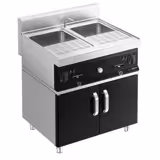 Commercial Electric Pasta Cooker - Twin Tank - Freestanding - 2x 26L - 12kW - with Drain Tap - on Cupboard Base - 2-Door - 700mm Depth