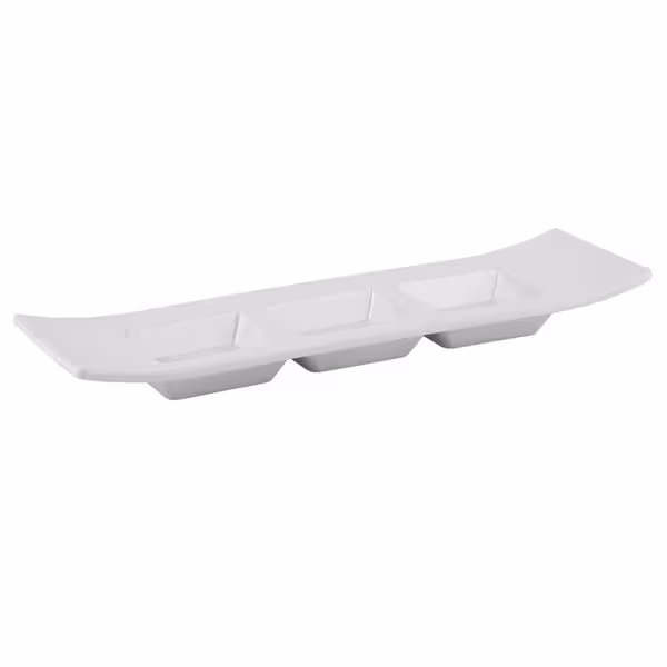 (6 قطع) وعاء لتغميس الصلصة CASUAL - ميلامين - 290x90x30 mm - آمن لغسالة الصحون | قابل للتكديس - أبيض