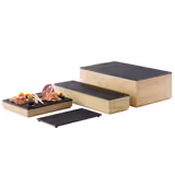 Expositor de buffet - VALO - Altura: 85mm - madera de roble - marrón - compatible con GN 1/2