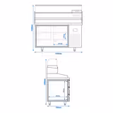 Table réfrigérée pour pizza Premium PLUS - 1490x700mm - avec 6 tiroirs - vitrine réfrigérée incluse - 6x GN 1/4	