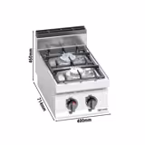 Bänkmodell Gasspis - LORENZO 700 - 400x714x460 mm - 9,5 kW - 2 brännare