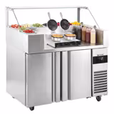 Saladette refrigerata professionale - 1210x700mm - 2 porte - per 9x GN 1/6 vaschette - incl. piastra per waffle (doppia)