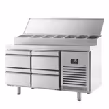 Saladette refrigerata professionale - 1468x700mm - 4 cassetti - per 1x GN 1/2 e 6x GN 1/3 vaschette