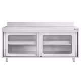 Mesa de trabalho mural PREMIUM - 1800x700mm - com portas de correr em vidro & painel traseiro