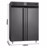 Armadio frigorifero in acciaio inox PREMIUM - GN 2/1 - 1400L - con 2 porte - professionale; ventilato; LED - Antracite