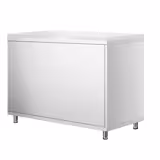 Armário baixo em aço inox PREMIUM - 1000x600mm - com portas de correr e prateleira inferior - incl. tábua de corte Branco