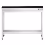 Table de travail en inox PREMIUM - 800x600mm - avec étagère basse + traverses de renfort - avec dessus en granit